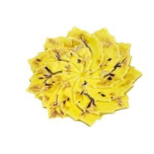Vtg Yellow Brow Leaf Shaped MCM Trinket Bowl 5” Inches Studio Pottery Fall‎ EUC